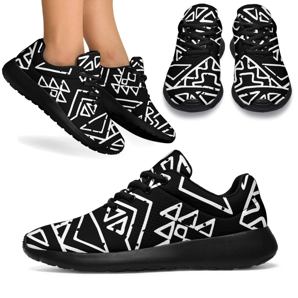 Black Ethnic Aztec Pattern Print Sport Shoes GearFrost