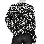 Black Ethnic Aztec Pattern Print Women's Crewneck Sweatshirt GearFrost