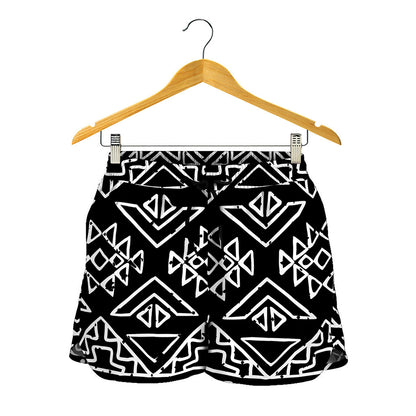 Black Ethnic Aztec Pattern Print Women's Shorts
