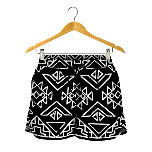 Black Ethnic Aztec Pattern Print Women's Shorts