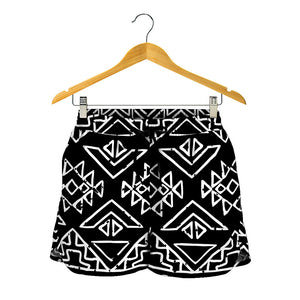 Black Ethnic Aztec Pattern Print Women's Shorts