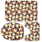 Black Fried Egg And Bacon Pattern Print 3 Piece Bath Mat Set