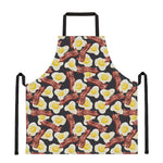 Black Fried Egg And Bacon Pattern Print Apron