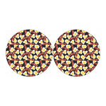 Black Fried Egg And Bacon Pattern Print Car Coasters