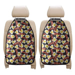 Black Fried Egg And Bacon Pattern Print Car Seat Organizers