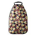 Black Fried Egg And Bacon Pattern Print Car Seat Organizers