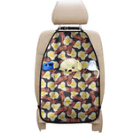 Black Fried Egg And Bacon Pattern Print Car Seat Organizers