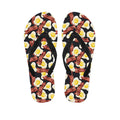 Black Fried Egg And Bacon Pattern Print Flip Flops