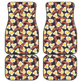 Black Fried Egg And Bacon Pattern Print Front and Back Car Floor Mats