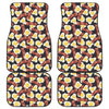 Black Fried Egg And Bacon Pattern Print Front and Back Car Floor Mats