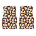 Black Fried Egg And Bacon Pattern Print Front Car Floor Mats