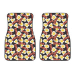 Black Fried Egg And Bacon Pattern Print Front Car Floor Mats