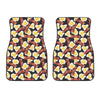 Black Fried Egg And Bacon Pattern Print Front Car Floor Mats