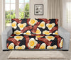 Black Fried Egg And Bacon Pattern Print Futon Protector