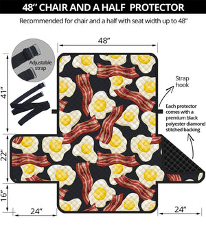 Black Fried Egg And Bacon Pattern Print Half Sofa Protector