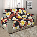 Black Fried Egg And Bacon Pattern Print Half Sofa Protector