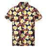 Black Fried Egg And Bacon Pattern Print Men's Short Sleeve Shirt