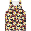 Black Fried Egg And Bacon Pattern Print Men's Tank Top