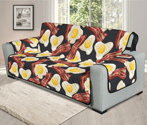 Black Fried Egg And Bacon Pattern Print Oversized Sofa Protector