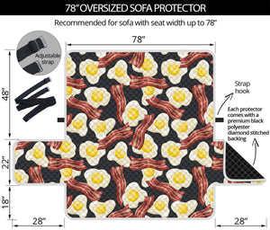 Black Fried Egg And Bacon Pattern Print Oversized Sofa Protector