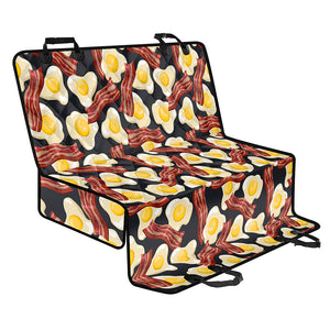 Black Fried Egg And Bacon Pattern Print Pet Car Back Seat Cover