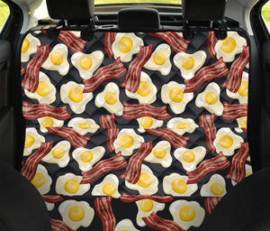 Black Fried Egg And Bacon Pattern Print Pet Car Back Seat Cover