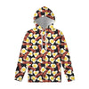 Black Fried Egg And Bacon Pattern Print Pullover Hoodie
