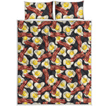 Black Fried Egg And Bacon Pattern Print Quilt Bed Set