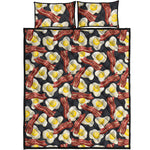 Black Fried Egg And Bacon Pattern Print Quilt Bed Set