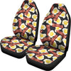 Black Fried Egg And Bacon Pattern Print Universal Fit Car Seat Covers