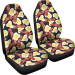 Black Fried Egg And Bacon Pattern Print Universal Fit Car Seat Covers