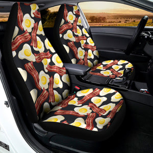 Black Fried Egg And Bacon Pattern Print Universal Fit Car Seat Covers