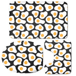 Black Fried Eggs Pattern Print 3 Piece Bath Mat Set