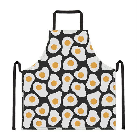 Black Fried Eggs Pattern Print Apron