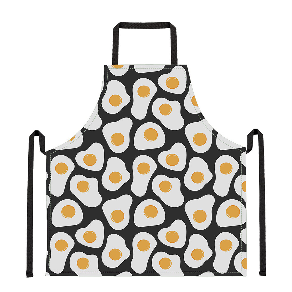 Black Fried Eggs Pattern Print Apron