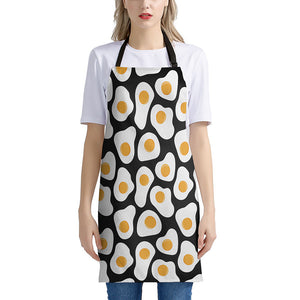 Black Fried Eggs Pattern Print Apron