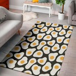 Black Fried Eggs Pattern Print Area Rug