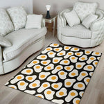 Black Fried Eggs Pattern Print Area Rug