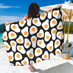 Black Fried Eggs Pattern Print Beach Sarong Wrap