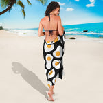 Black Fried Eggs Pattern Print Beach Sarong Wrap