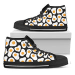 Black Fried Eggs Pattern Print Black High Top Shoes