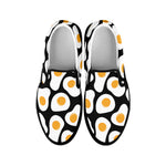 Black Fried Eggs Pattern Print Black Slip On Shoes