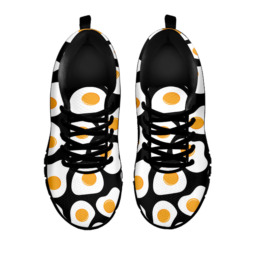 Black Fried Eggs Pattern Print Black Sneakers