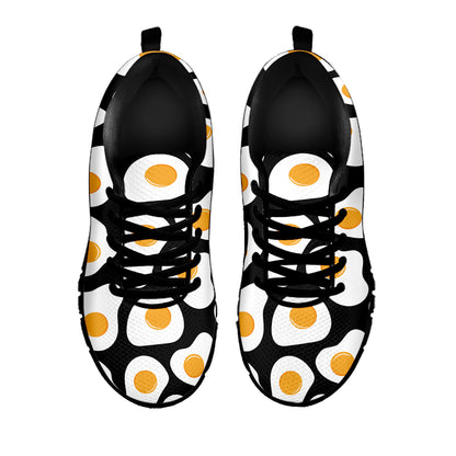 Black Fried Eggs Pattern Print Black Sneakers