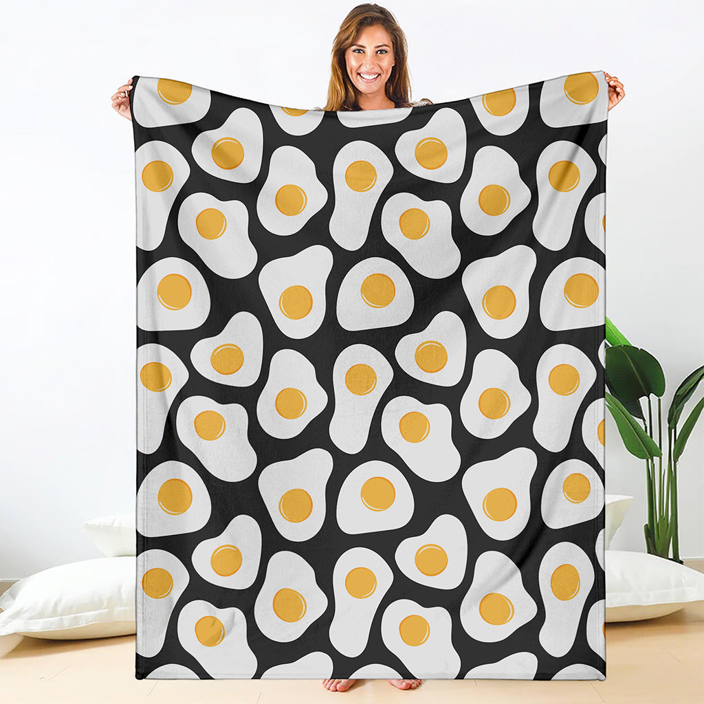 Black Fried Eggs Pattern Print Blanket