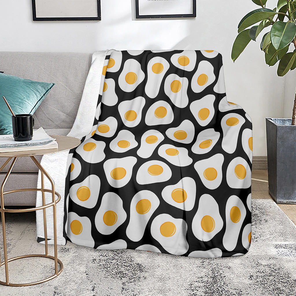 Black Fried Eggs Pattern Print Blanket