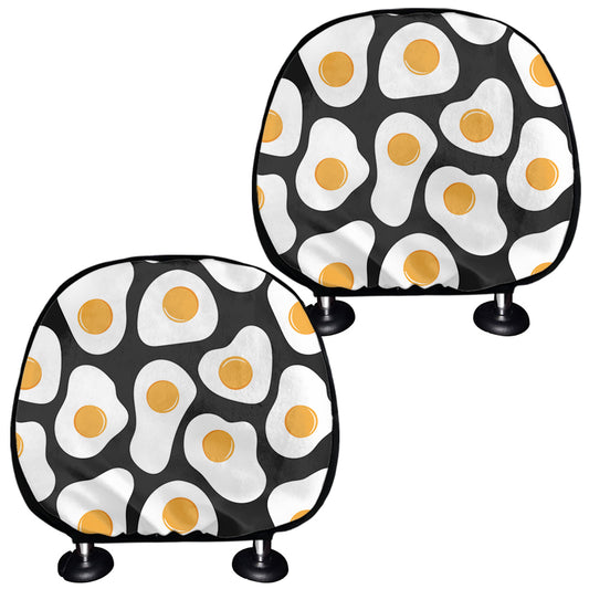 Black Fried Eggs Pattern Print Car Headrest Covers