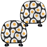 Black Fried Eggs Pattern Print Car Headrest Covers