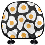 Black Fried Eggs Pattern Print Car Headrest Covers