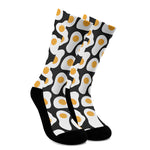 Black Fried Eggs Pattern Print Crew Socks